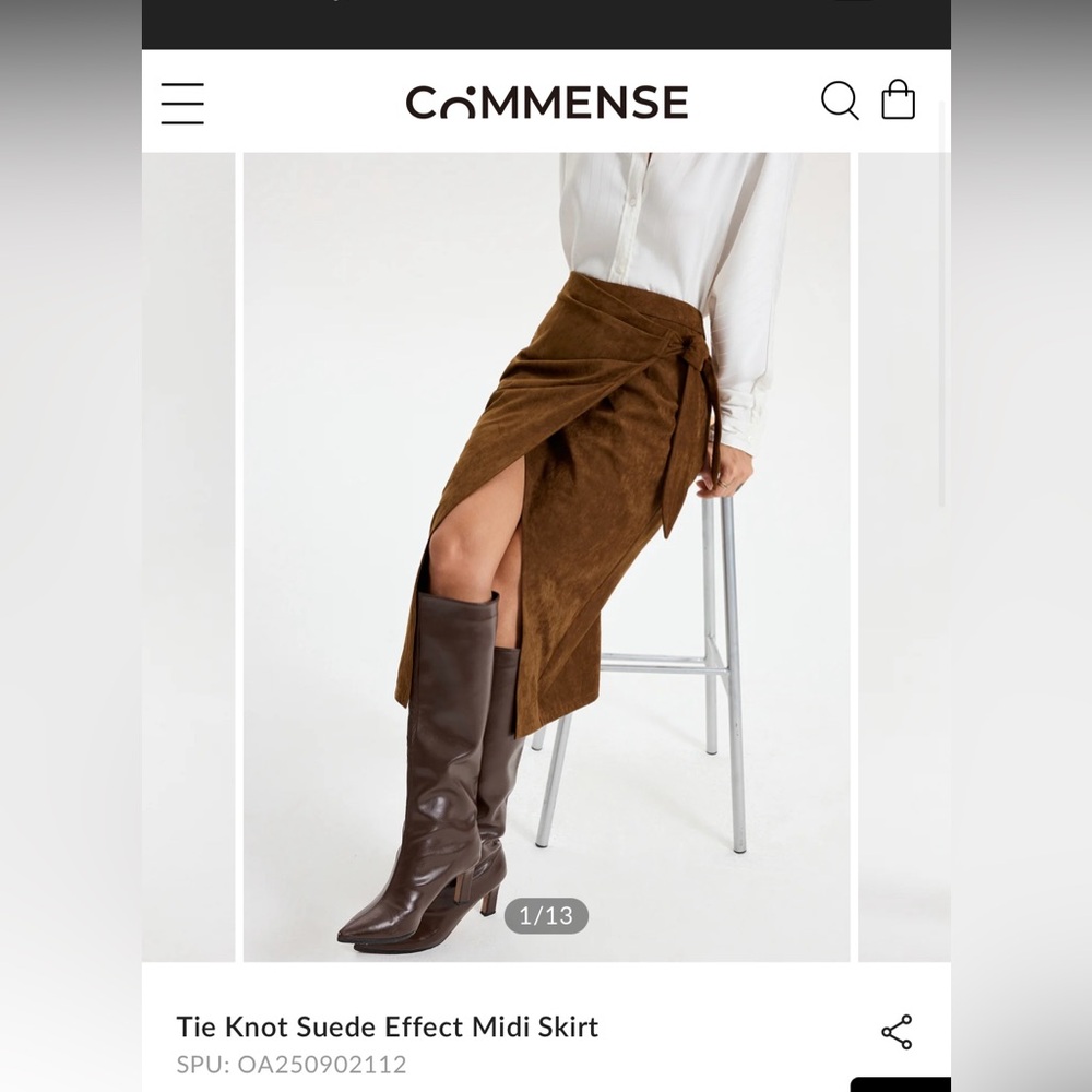 Commense The Knot Suede Midi Skirt